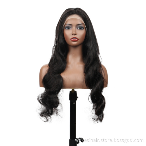 WKSwigs Cheap Human Hair Brazilian Natural Body Wave 4*4 Lace Closure Wig Virgin Mink Brazilian Closure Lace Wig Human Hair